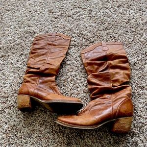 Leather Slouchy Cowboy Boots